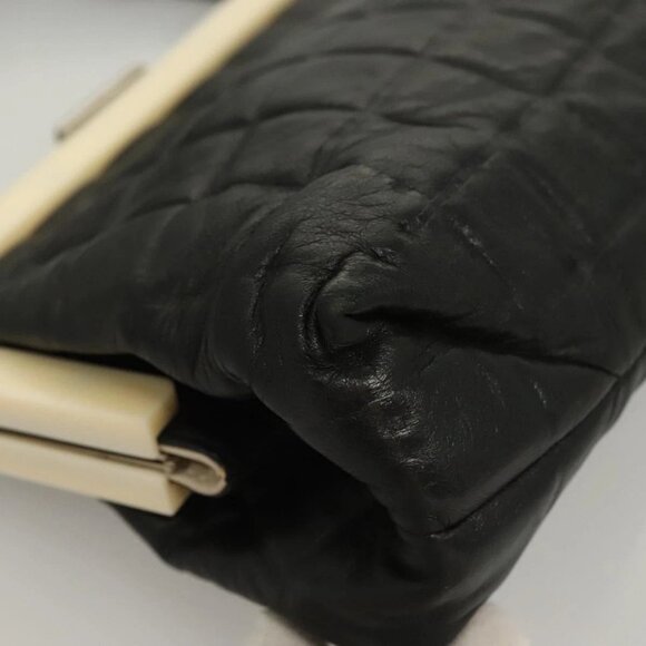CHANEL Choco Bar Hand Bag Lamb Skin Black CC Auth 136265 - Picture 5 of 16